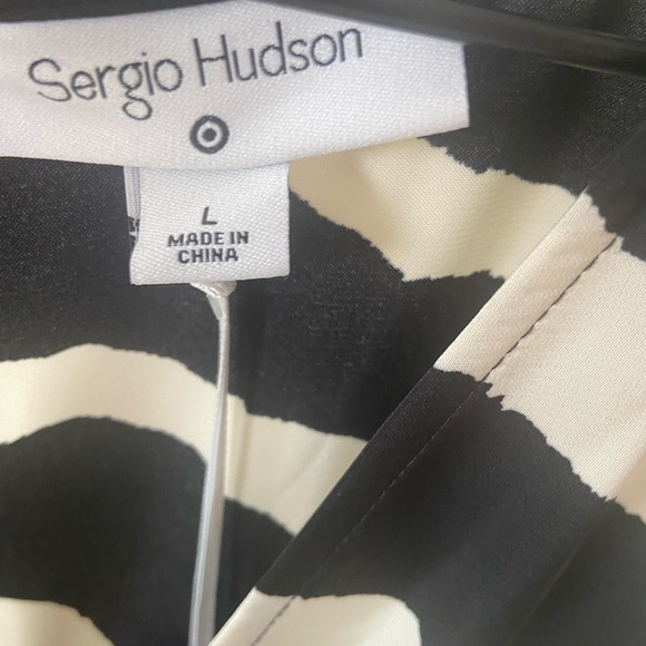 L 🔖 Sergio Hudson x Target Zebra Dress V Neck Black White - Picture 4 of 5